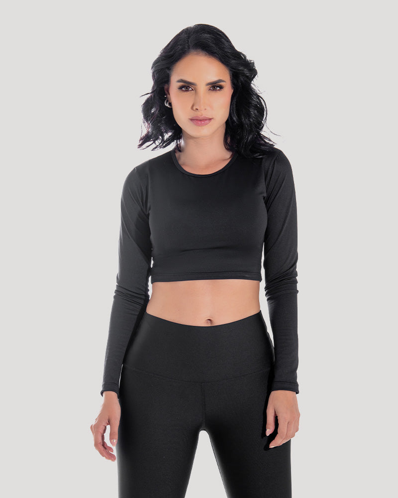 Jewel Neck Crop Top - Pet Hair Resistant